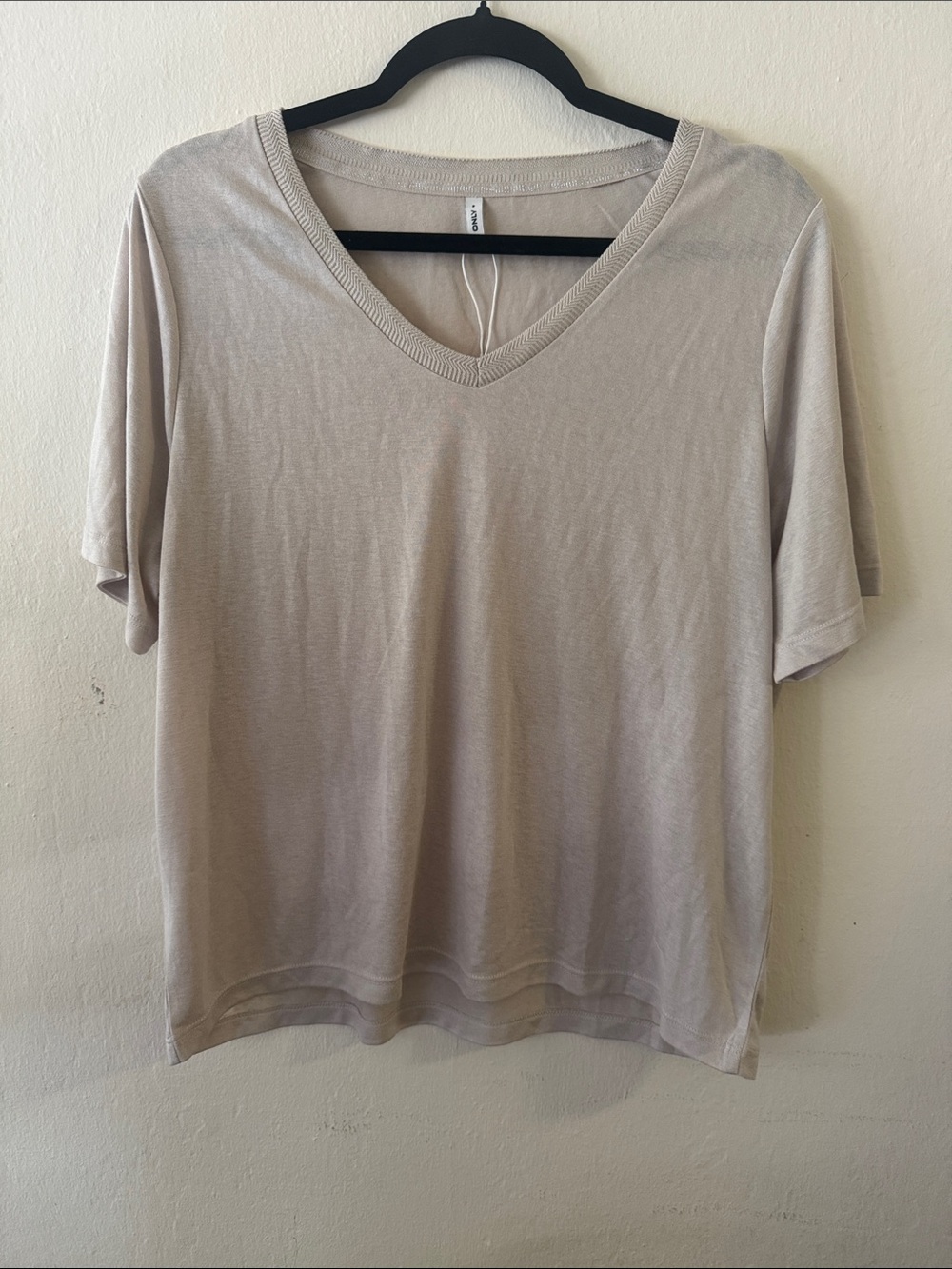 Only Relaxed V-Neck Tee in Taupe Super Soft and Lightweight